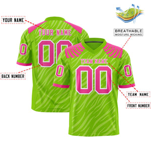 Custom Neon Green White Personalized Tiger Stripe Graffiti Pattern Authentic Football Jersey