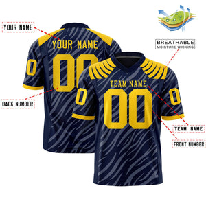 Custom Navy Gray Personalized Tiger Stripe Graffiti Pattern Authentic Football Jersey