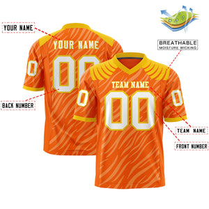 Custom Orange White Personalized Tiger Stripe Graffiti Pattern Authentic Football Jersey