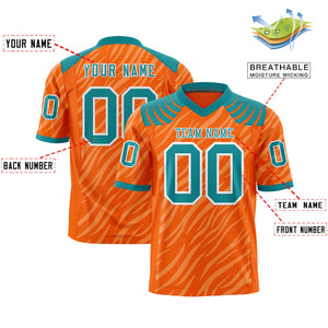 Custom Orange White Personalized Tiger Stripe Graffiti Pattern Authentic Football Jersey