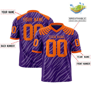 Custom Purple White Personalized Tiger Stripe Graffiti Pattern Authentic Football Jersey