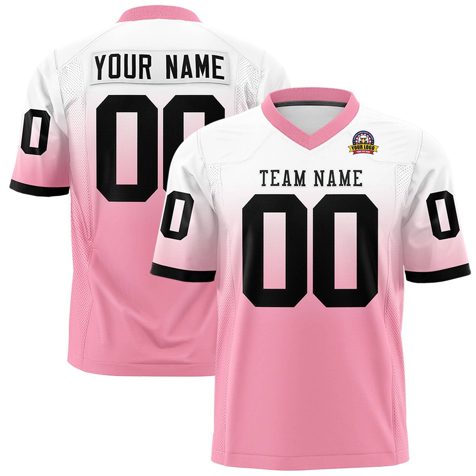 Custom White Light Pink Gradient Fashion Personalized Authentic Football Jersey