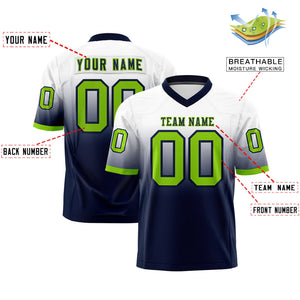 Custom White Navy Gradient Fashion Personalized Authentic Football Jersey