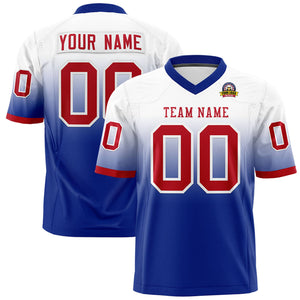 Custom White Royal Gradient Fashion Personalized Authentic Football Jersey