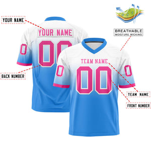 Custom White Powder Blue Gradient Fashion Personalized Authentic Football Jersey