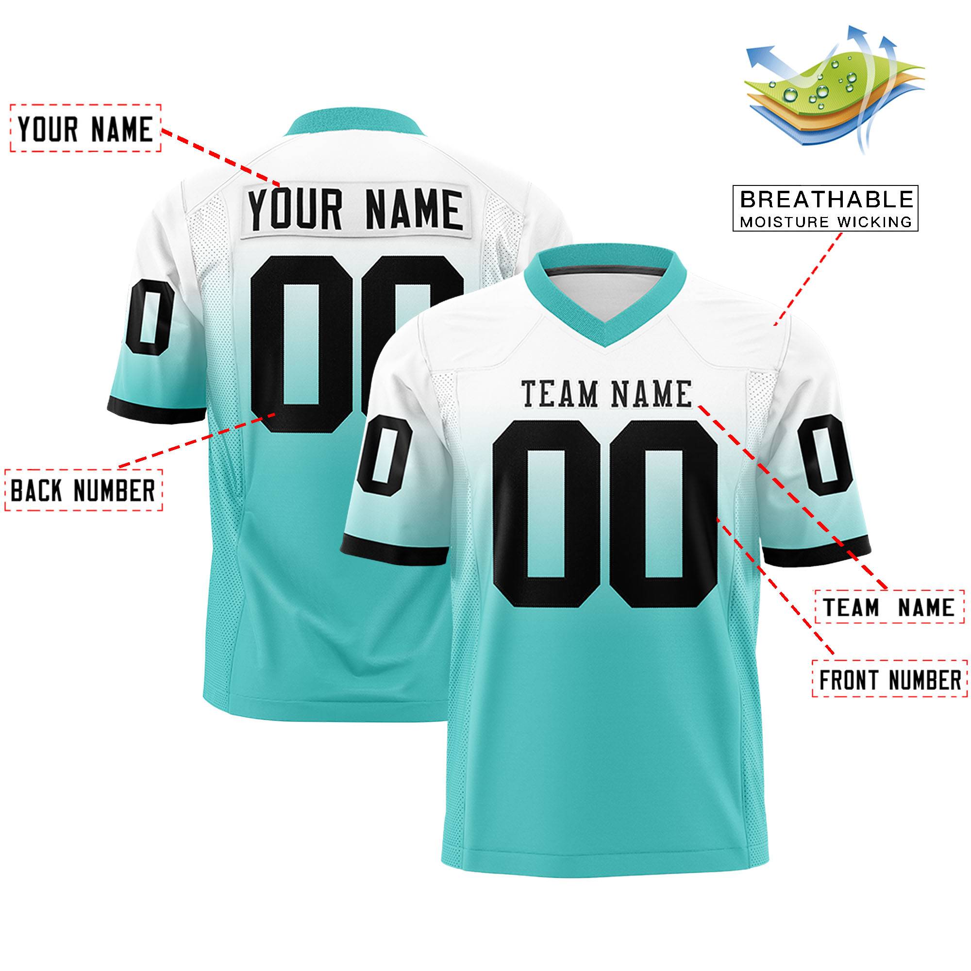 Custom White Bright Green Gradient Fashion Personalized Authentic Football Jersey