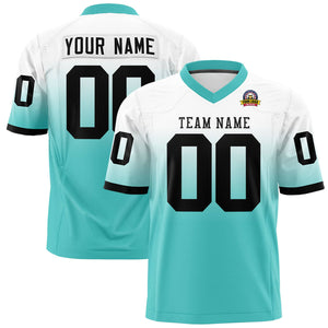 Custom White Bright Green Gradient Fashion Personalized Authentic Football Jersey