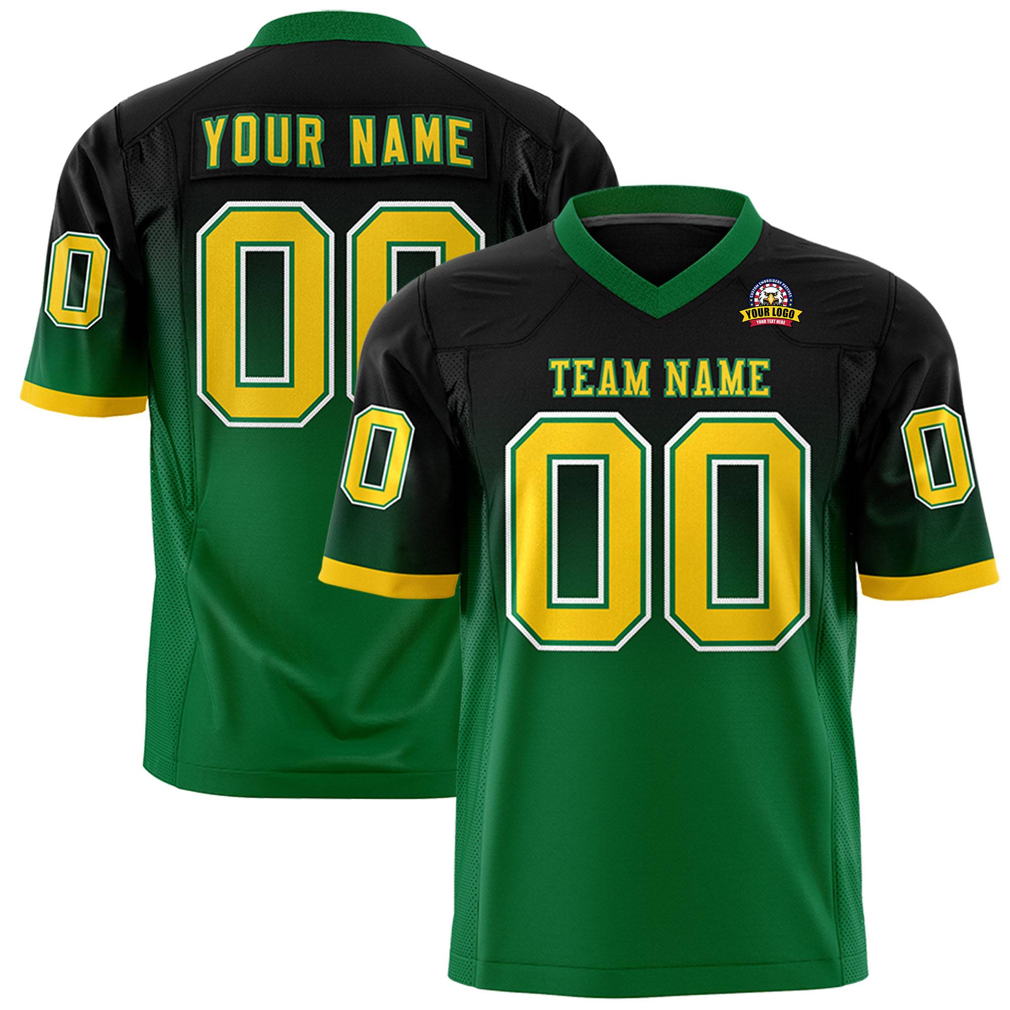 Custom Black Kelly Green Gradient Fashion Personalized Authentic Football Jersey