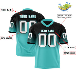 Custom Black Bright Green Gradient Fashion Personalized Authentic Football Jersey