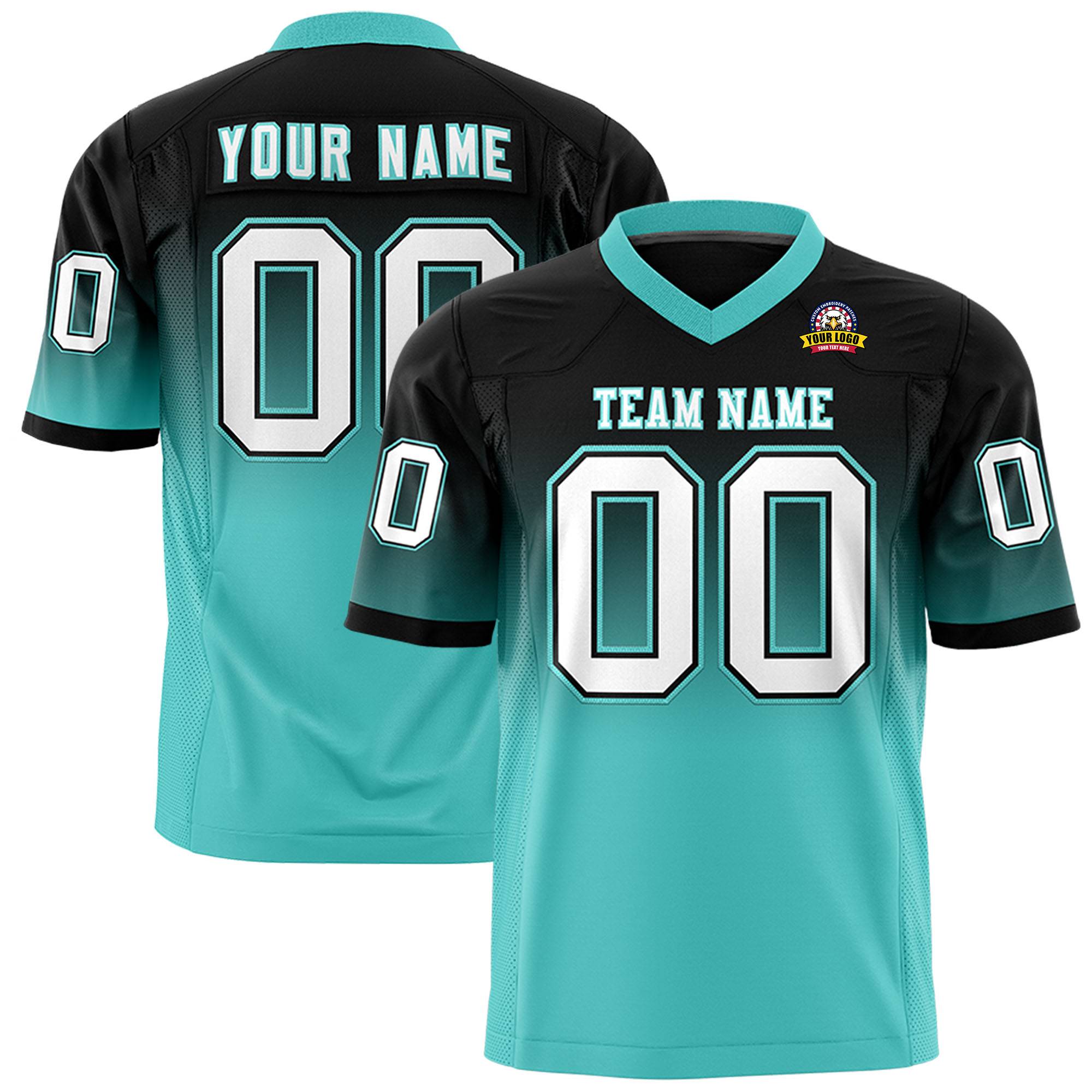 Custom Black Bright Green Gradient Fashion Personalized Authentic Football Jersey