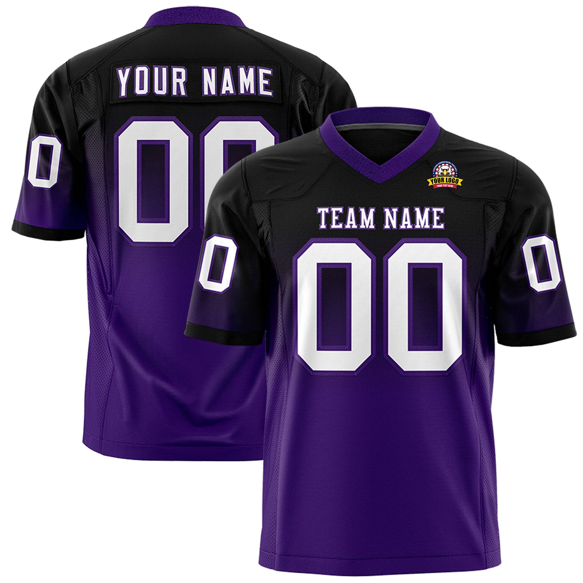 Custom Black Purple Gradient Fashion Personalized Authentic Football Jersey