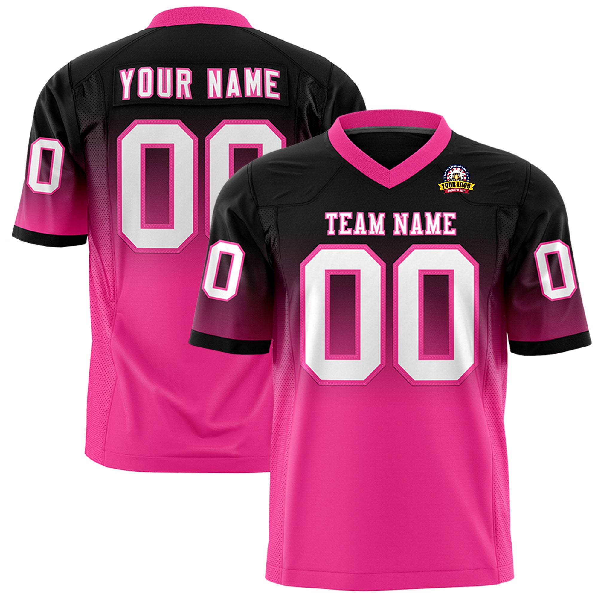 Custom Black Pink Gradient Fashion Personalized Authentic Football Jersey