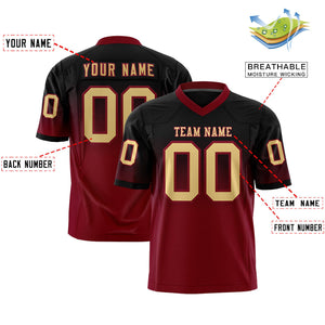 Custom Black Crimson Gradient Fashion Personalized Authentic Football Jersey