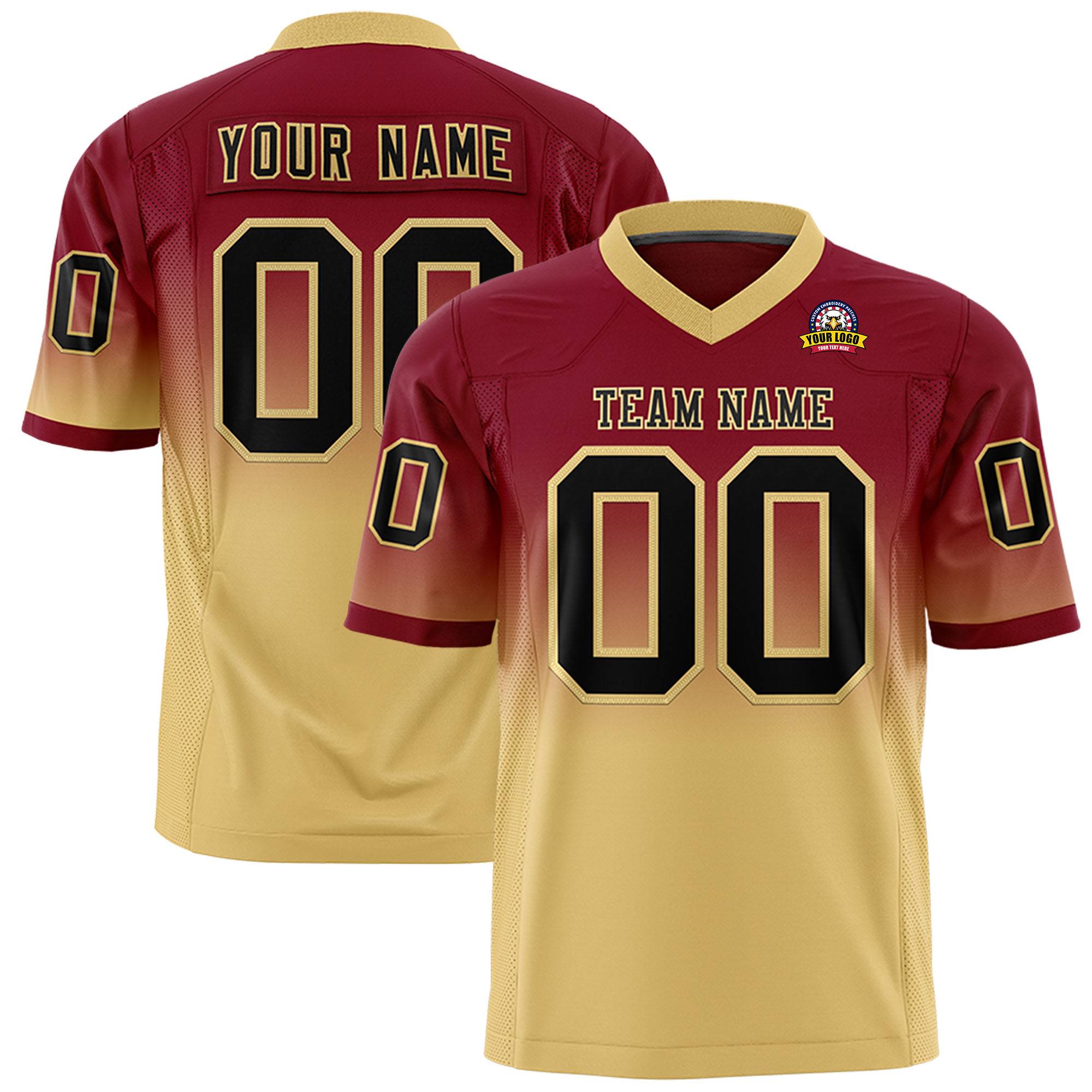 Custom Crimson Khaki Gradient Fashion Personalized Authentic Football Jersey