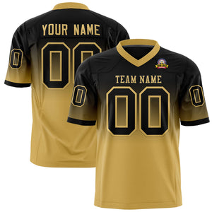 Custom Black Old Gold Gradient Fashion Personalized Authentic Football Jersey