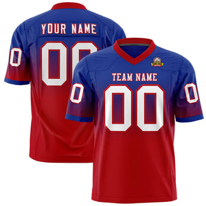 Custom Royal Red Gradient Fashion Personalized Authentic Football Jersey