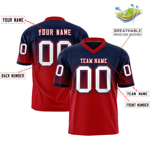 Custom Navy Red Gradient Fashion Personalized Authentic Football Jersey