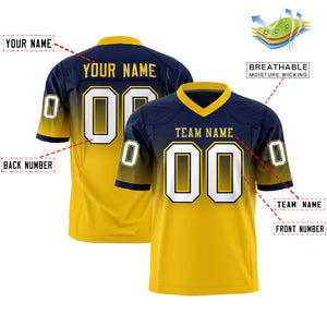 Custom Navy Gold Gradient Fashion Personalized Authentic Football Jersey