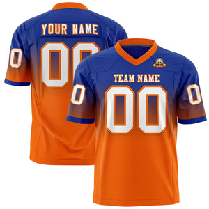 Custom Royal Orange Gradient Fashion Personalized Authentic Football Jersey