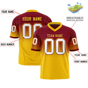 Custom Crimson Gold Gradient Fashion Personalized Authentic Football Jersey