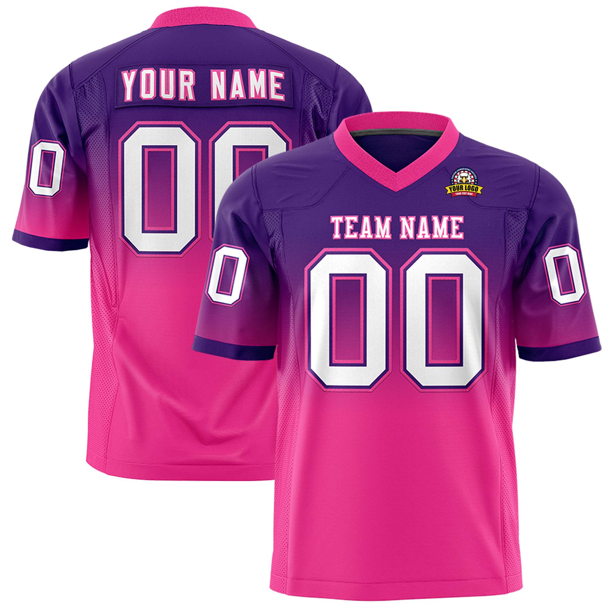 Custom Purple Pink Gradient Fashion Personalized Authentic Football Jersey