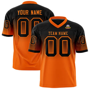 Custom Black Orange Gradient Fashion Personalized Authentic Football Jersey