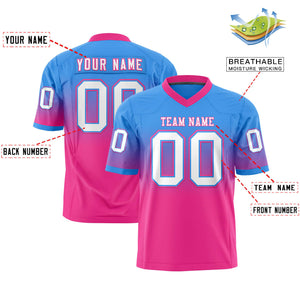 Custom Powder Blue Pink Gradient Fashion Personalized Authentic Football Jersey