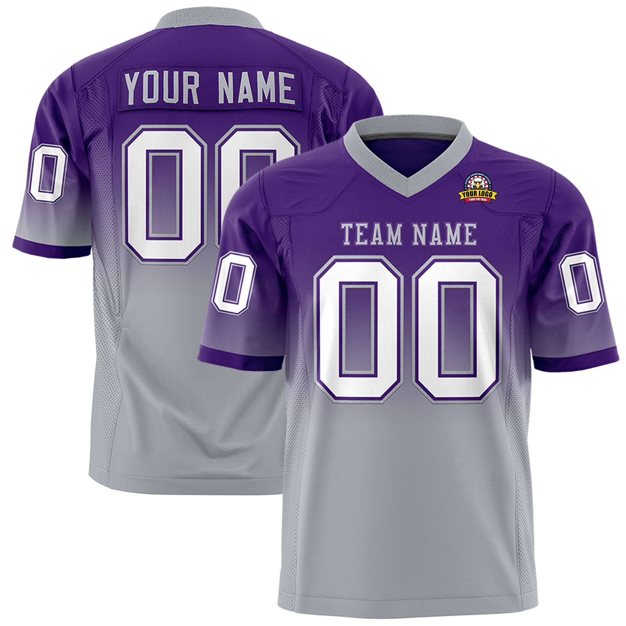 Custom Purple Gray Gradient Fashion Personalized Authentic Football Jersey