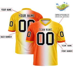 Custom Orange White-Gold Personalized Gradient Fashion Authentic Football Jersey