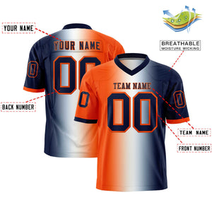 Custom Orange White-Navy Personalized Gradient Fashion Authentic Football Jersey