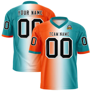 Custom Orange White-Aqua Personalized Gradient Fashion Authentic Football Jersey