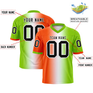 Custom Orange White-Neon Green Personalized Gradient Fashion Authentic Football Jersey