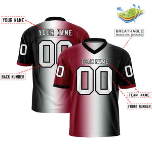 Custom Crimson White-Black Personalized Gradient Fashion Authentic Football Jersey