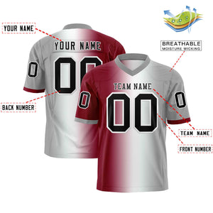 Custom Crimson White-Gray Personalized Gradient Fashion Authentic Football Jersey