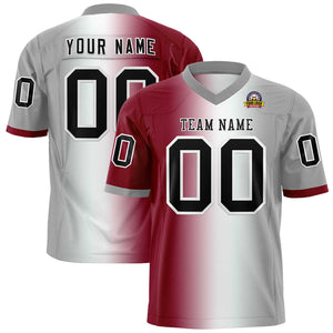 Custom Crimson White-Gray Personalized Gradient Fashion Authentic Football Jersey