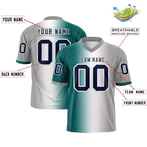 Custom Aqua White-Gray Personalized Gradient Fashion Authentic Football Jersey