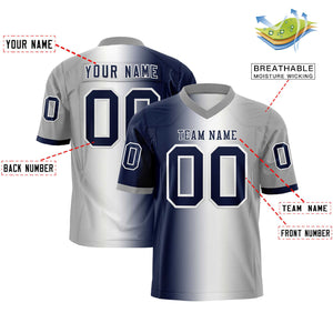 Custom Navy White-Gray Personalized Gradient Fashion Authentic Football Jersey