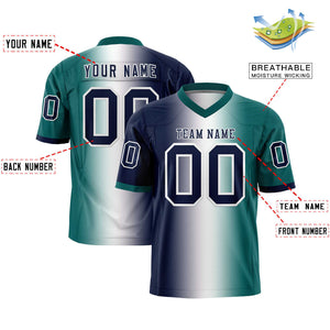 Custom Navy White-Aqua Personalized Gradient Fashion Authentic Football Jersey