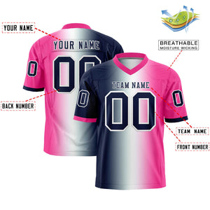 Custom Navy White-Pink Personalized Gradient Fashion Authentic Football Jersey