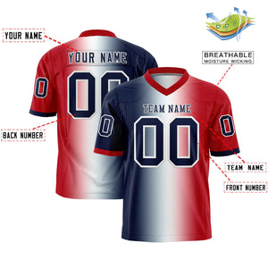 Custom Navy White-Red Personalized Gradient Fashion Authentic Football Jersey