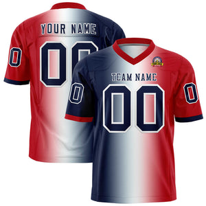 Custom Navy White-Red Personalized Gradient Fashion Authentic Football Jersey