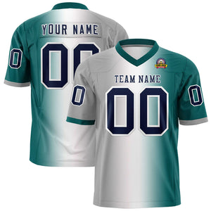 Custom Gray White-Aqua Personalized Gradient Fashion Authentic Football Jersey