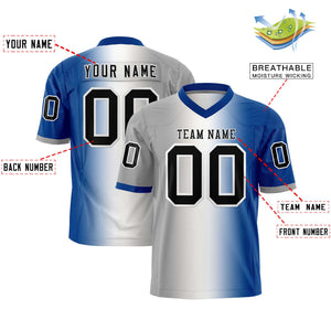 Custom Gray White-Royal Personalized Gradient Fashion Authentic Football Jersey