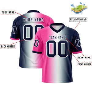 Custom Pink White-Navy Personalized Gradient Fashion Authentic Football Jersey