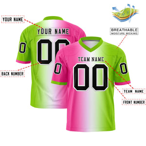 Custom Pink White-Neon Green Personalized Gradient Fashion Authentic Football Jersey