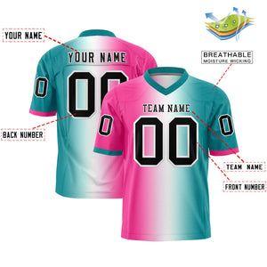 Custom Pink White-Aqua Personalized Gradient Fashion Authentic Football Jersey