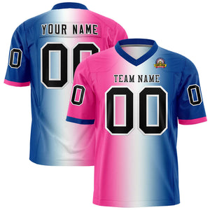 Custom Pink White-Royal Personalized Gradient Fashion Authentic Football Jersey