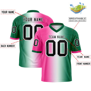 Custom Pink White-Kelly Green Personalized Gradient Fashion Authentic Football Jersey