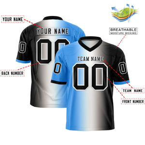 Custom Powder Blue White-Black Personalized Gradient Fashion Authentic Football Jersey