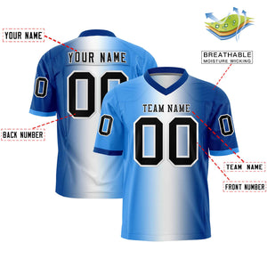 Custom Powder Blue White-Royal Personalized Gradient Fashion Authentic Football Jersey